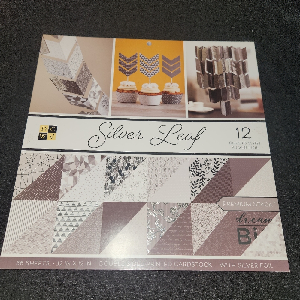 DCWV Double-Sided Cardstock Stack 12"X12" 36/Pkg-Silver Leaf, 18 designs/2 each